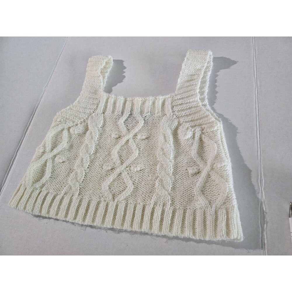 Kendall  + Kylie Cream Soft Cable Knit Crop Tank Cami Modern Preppy Sz M